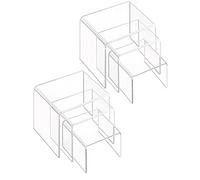 AUFIKR Clear Acrylic Display Risers, 2 Sets of 3 Size Showcase Shelf for Figures, Buffets, Cupcakes and Jewelry Display Stands, with Sticky Protective Film