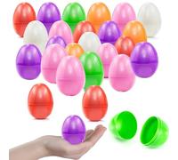 AUFIKR Easter Egg Bright Colored Fillable Plastic Easter Eggs for Kids for Easter Egg Hunting Game Party (24, Multicolor)