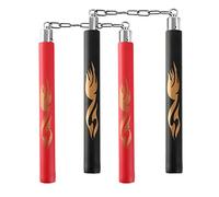 AUFIKR Nunchucks - Pack of 2 Safe Foam Rubber & Steel Chain Training Nunchakus for Beginners for Martial Arts Practice Nunchaku Ninja Foam Nunchucks for Kids & Adults (Black&Red)