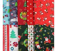 aufodara 10pcs Christmas Patchwork Fabric for Sewing, 50x80cm 40x50cm 25x 25cm Cotton Craft Fabric Bundles Scrapbook Decoration Quilting Sewing DIY Handmade (U-01, 50 x 80 cm)