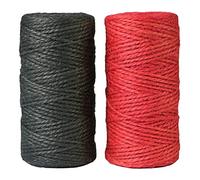 aufodara 2 Rolls 100 m Natural Jute Twine String Rope Red Black 2 mm Thread Multifunctional Garden Cord Craft Cord for DIY Wedding Decoration, Hanging Label, Greeting Card, Wrapping