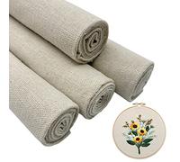 aufodara 4 Pieces Embroidery Fabric Squares 50x50cm Needlework Natural Linen, Cross Stitch Fabric Aida Cloth for Handmade Sewing Storage Bag Tablecloth Embroidery DIY Crafts (4)