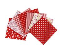 aufodara 7Pcs Cotton Fabric Bundles Squares 50x50 cm Different Patterns Fabric Precut Pure Cotton Tissue Cloth Bundles for Sewing Quilting Patchwork DIY Crafts (Red)