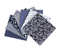 aufodara 7Pcs Different Patterns Cotton Fabric Bundle Squares 50 x 50 cm, Pure Cotton Tissue Cloth Bundles for Sewing Quilting Patchwork DIY Crafts (Navyblue)