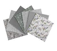 aufodara 7Pcs Different Patterns Cotton Fabric Bundle Squares 50 x 50 cm, Pure Cotton Tissue Cloth Bundles for Sewing Quilting Patchwork DIY Crafts (Gray)