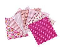 aufodara 7Pcs Different Patterns Cotton Fabric Bundle Squares 50 x 50 cm, Pure Cotton Tissue Cloth Fabric Bundles for Sewing Quilting Patchwork DIY Crafts (Pink)