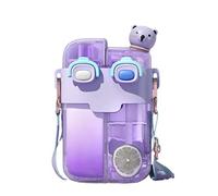 Aufona 25oz Kawaii Dual-Drink Water Bottle, Purple, 780ml, Silicone, BPA-Free, Perfect for Camping, Hiking, Office, Home