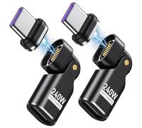 AUFU 240W USB C Magnetic Adapter, 16PIN 180°Rotation Magnetic Adapter 2 Pack, 48V/5A Type C Fast Charging and Data Transfer for Phone 16/15/ Mac-Book Pro Series, USB C Laptops & Type C Devices