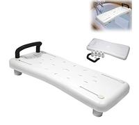 Aufun Bath Board 70 cm Long, Bath Seat Seniors Bath Seat Seat Board with Soap Dish and with Handle, Chair for Bathroom (Black Handle)