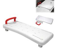 Aufun Bath Board 70 cm Long, Bath Seat with Soap Dish and Handle, Chair for Bathroom (Red)