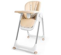 Aufun Children's High Chair Stealable and Foldable, Height-Adjustable Baby Dining Chair with Reclining Function, Baby High Chair with Growing and Safety Belt, 6 Months to 6 Years, PU Leather Cushion