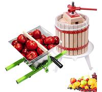 Aufun Fruit Press 12L and Crusher Wooden Basket Apple Cider Kit Set