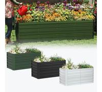 Aufun Raised Garden Bed Rectangular, Rustproof Elevated Planter with Drainage Holes, Sturdy Easy Assemble Outdoor Grow Box for Plants, Vegetables, Herbs, Flowers Black 180 x 90 x 58 cm