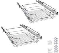 Aufun Telescopic Drawer Pull-Out Cupboard Cabinet Shelf Sliding Organiser Kitchen Bedroom Cart Drawer, for 50cm/19.6“ cabinets, 2 pieces