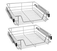 Aufun Telescopic Drawer Pull-Out Cupboard Cabinet Shelf Sliding Organiser Kitchen Bedroom Cart Drawer, for 60cm/23.6” cabinets, 2 pieces