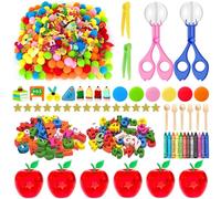 Augacage 478 Pcs Back to School Sensory Bin Filler Letters and Numbers Sensory Bin Filler Fine Motor Apple Pompoms Tweezers Crayon for Sorting Counting Training Education Classroom Activities