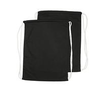 Augbunny 100% Cotton Canvas Drawstring Backpack Gym Sack pack 2-Pack (Black, Small)