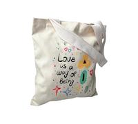 Augbunny 100% Cotton Canvas Positive Energy Inspirational Patterns Shopping Bag Multi Purpose Grocery Tote Bag