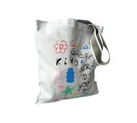 Augbunny 100% Cotton Canvas Positive Energy Inspirational Patterns Shopping Bag Multi Purpose Grocery Tote Bag