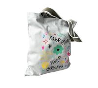 Augbunny 100% Cotton Canvas Positive Energy Inspirational Patterns Shopping Bag Multi Purpose Grocery Tote Bag