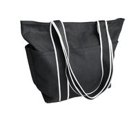 Augbunny 16OZ 100% Cotton Canvas Lined Grocery Shopping Diaper Bag Zipper Closure Beach Casual Multi Purpose Tote, Black Red, XL