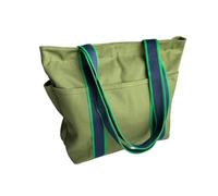 Augbunny 16OZ 100% Cotton Canvas Lined Grocery Shopping Diaper Bag Zipper Closure Beach Casual Multi Purpose Tote, Green, XL