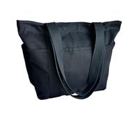 Augbunny 16OZ 100% Cotton Canvas Lined Grocery Shopping Diaper Bag Zipper Closure Beach Casual Multi Purpose Tote, Black, XL