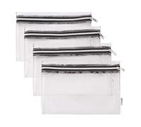 Augbunny Clear Vinyl Zipper Multi-purpose Waterproof Office Home Supply Organizers toiletry Pouch Tool Bag 4-pack, L