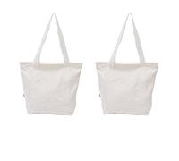 Augbunny Heavy Duty 100% Cotton Canvas Zipper Beach Shoulder Grocery Tote Bag With Outer Pocket 2-pack