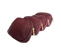 Augbunny PU Leather Mini Coin Purse with Key Chain Small Change Purse Card Holder Pouch Data Cable Charger Bag-4PACK, Burgundy, S