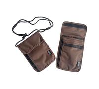 Augbunny Secure Neck Pouches Passport Holder RFID Blocking Travel Neck Wallet for Women and Men 2-PACK, Brown, M