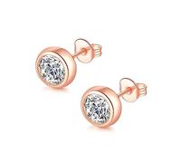 Augell Moissanite Diamond Stud Earrings 1-2ct D Color VVS1 Hypoallergenic 925 Sterling Silver with 18K Gold Plating for Men and Women Professional Lab GRA Certified Luxury, 2CT(1ct*2)-6.5mm, Rose Gold