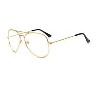 AUGEN By Visions India 55mm Gold Aviator Glasses with Blue Lenses and Anti-Reflective Coating - Protects Eyes from Blue Light from Computers, Phones, Tablets, Laptops (Zero Energy)