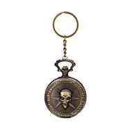 AUGEN Premium Pocket Watch Metal Keychain Skull 2 Retro Vintage for Gifting With Key Ring Anti-Rust (Pack Of 1)