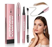 Augenb Rough Pencils, Waterproof, 3D Microblading Sweatproof Eyebrow Pencil with 4 Fork Tips, Magic Brush Tip, Creates Fine Eyebrow Pencil, Natural, Durable, Light Brown