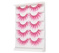 AUGENLI Halloween False Lashes Extension Tools Japanese Anime Cosplay Natural Makeup Looking Masquerade Party Eye Lashes (Pink)