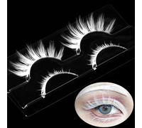 AUGENLI Halloween White False Eyelashes Extension Tools Japanese Nime Cosplay Natural Makeup Search Masquerade Party Eyelash 15mm Look Cosplay A