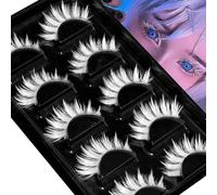 AUGENLI Halloween White False Lashes Extension Tools Japanese Anime Cosplay Natural Makeup Looking Masquerade Party Eye Lashes (02B)