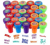 Augenstern 30 PCS Assorted Stamps for Kids & Teachers, Colorful, Round, Self-Inking, Plastic, 2.5 x 3.5 cm /1 x 1.4 inches, Motivational Design, Perfect for Classroom Rewards & Party Favors