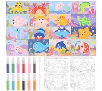 Augenstern 30 Sets Ocean Animal Sand Art Kits DIY Ocean Craft Colored Sand Art Painting Cards Set Coloring Craft Kits for Arts Crafts Fun Home Activities School Class Rewards