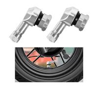 Augeny 2 PCS Motorcycle Tire Valve Stems, 90 Degree Aluminum 11.3mm/10mm Rim Wheel Tubeless Angle Air Stem with Rubber Seals, Compatible with Most Motorcycles, Bikes, Scooters (Silver)