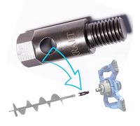 Auger adapter for M14 mixer (paint and glue mixer, mortar mixer) for post holes, stakes, fencing with easy removal