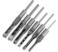6Pcs Square-Hole Saw Auger Mortise Drill Bit Set Mortising Chisel Woodworking Tool Diy Woodworking Tools Spiral Drills Kits (1/4 Inch, 5/16 Inch, 3/8 Inch, 1/2 Inch, 9/16 Inches, 5/8 Inches)