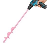 Auger Drill Bit for Planting 1.6 x 16.5 Inch, Garden Auger Spiral Drill Bit for 3/8" Hex Drive Drill, Earth Post Hole Digger Bulb Planter Drill Auger for Planting Bedding Rapid Digging, Pretty Pink
