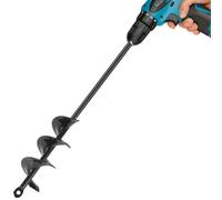 Auger Drill Bit for Planting 2 x 14.6 Inch, Garden Spiral Drill Bit for 3/8" Hex Drive Drill, Earth Post Hole Digger Bulb Planter Plant Flower Planting Auger Rapid Bedding Digging