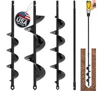 Auger Drill Bit for Planting 3 Pack with Extension - Spiral Hole Planter for Bulbs, Fence Posts, and Umbrella Holes - 3/8'' Hex Drive Drill- Gardening Hole Digger Yard Tools - Garden Drill Attachments
