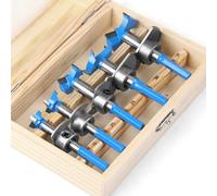 Auger Opener Hex Shank Hinge Boring Drill Bit Set for Woodworking, 5PCS 15mm-35mm Adjustable Forstner Drill Bit Set with Carbide Tip for Hardwood, Softwood, Plastic, Plywood