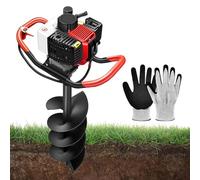 Auger Post Hole Digger, 4-Stroke Powered Earth Post Hole Digger with Drill Bits, Heavy Duty Earth Auger for Farm, Garden, Landscaping, Construction Low Fuel Consumption