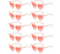 Augesak Retro Heart Sunglasses, Pack of 10 Heart Glasses, Pink, Heart-Shaped Party Glasses, Sunglasses, Wedding, JGA Sunglasses, Women, Pink Heart Glasses for Party, Halloween, Christmas, Wedding