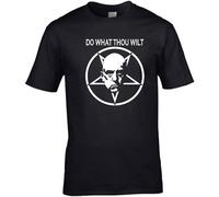 AUGFINDADREAM Men's Aleister Crowley T-Shirt Baphomet Pagan Satan Beast Satanism Do What Thou Wilt Black L